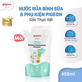 Nước Rửa Bình Sữa Và Phụ Kiện Pigeon Gốc Thực Vật 500ml/450ml