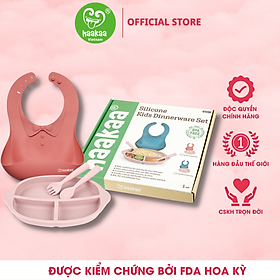 Bộ ăn dặm khay, yếm, thìa dĩa cho bé Haakaa. Chất liệu silicone cao cấp, an toàn. Không chứa BPA, PVC và phthalate