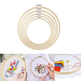 5 Pieces Embroidery Hoop Set Bamboo Circle Cross Stitch Hoop Ring 5 inch to 10 inch for Embroidery and Cross Stitch