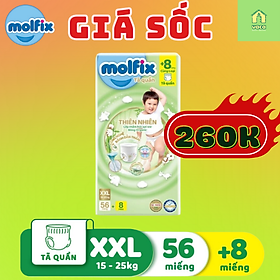 Tã/bỉm quần Molfix Thiên nhiên Ultra XXL (15kg - 25kg) - Gói 56+8 miếng