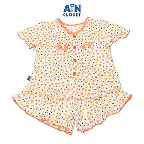 Bộ quần áo ngắn bé gái họa tiết Hoa Mộc nhí cam cotton dệt - AICDBGGMEONJ - AIN Closet