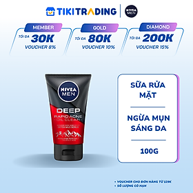 Sữa Rửa Mặt NIVEA MEN Deep Muối Himalaya Ngừa Mụn | Sáng Da (100 G) - 88521