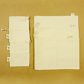 Combo 6 Túi Vải Đựng Thực Phẩm 100% Cotton A Little Bit