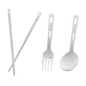 3pcs Travel Stainless Steel Spoon Fork Chopsticks Tableware Set Camping Cutlery Flatware Kit + Carry Bag