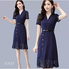 ĐẦM UMI PHỐI REN TAY NGẮN XINH XẮN,CHẤT LIỆU UMI THOÁNG MÁT