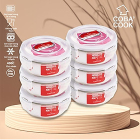 Mua Bộ 6 hộp thủy tinh COBA COOK đựng thực phẩm trữ đồ ăn trong tủ lạnh thủy tinh hình tròn 400 ml - CCR46-1