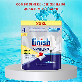 Combo Viên rửa bát Finish Quantum Ultiamte 60 viên + 1.2kg Muối rửa bát finish làm mềm nước dùng cho máy rửa bát