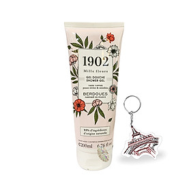 Sữa Tắm Dạng Gel Hương Nước Hoa Pháp Berdoues 1902 Miller Fleurs Shower Gel 200ml giúp dưỡng ẩm, lưu giữ hương thơm + Tặng kèm 1 móc khóa có dạng hình Tour Eiffel màu đen viền đỏ
