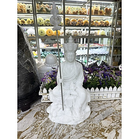 Mua Tượng địa tạng vương bồ tát ngồi đài sen đá cẩm thạch trắng - Cao 40 cm