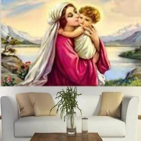 Tranh thêu tình yêu đức mẹ Maria LV3352 - kích thước: 55 * 43cm. (TRANH CHƯA LÀM)
