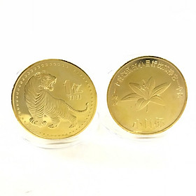 Xu con Cọp 1 Yi Trung Quốc Vàng, Trưng bày trong nhà, trên bàn sách, bàn làm việc, làm quà tặng độc lạ ý nghĩa, Kích thước 4cm, Màu vàng - TMT Collection - SP005324
