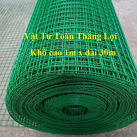 ( Khổ cao 1m x dài 30m x mắt lưới 1,2cm, 2cm ) Cuộn lưới sắt bọc nhựa xanh vây gà vịt chất lượng