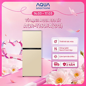 Tủ lạnh AQUA 130 lít ngăn đá trên AQR-T160FA(GG) - Màu Be - Freeship toàn quốc - Bảo hành 2 năm - Hàng chính hãng