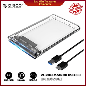 Hộp Đựng Ổ Cứng Di Động HDD Box 2.5 ORICO 2139U3 USB3.0/2.5 Nhựa Trong Suốt - Hàng Chính Hãng