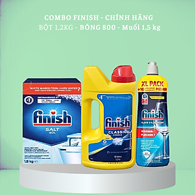 Combo Bột rửa bát finish 2.5kg + Nước làm bóng finish 800ml + Muối rửa bát finish 1.5kg dùng cho Máy rửa bát chén ly đĩa cốc