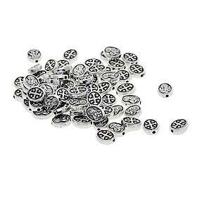 50pcs Alloy Mary Cross Oval Spacer Beads Jewelry Making Charms Findings