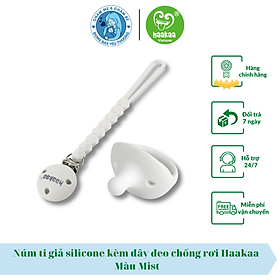 Núm ti giả silicone kèm dây đeo chống rơi Haakaa