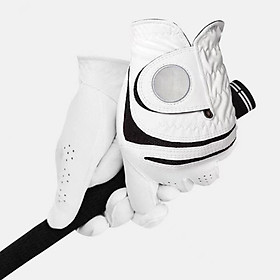 Găng tay golf da đen trái và găng tay phải của hai lớp đàn hồi kéo dài găng tay thể thao găng tay thể thao Găng tay thể thao PU Color: white left Size: 26