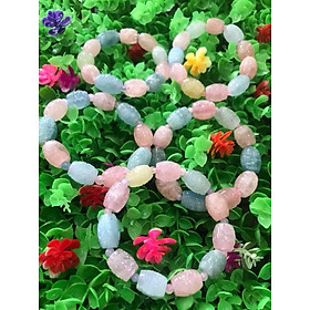 Vòng tay đá Lu Beryl đa sắc màu tự nhiên Size vòng 12mm  Chất liệu đá tự nhiên màu hồng xanh tươi Nữ tất cả các mệnh ạ