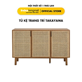 Tủ Kệ Trang Trí TAKAYAMA Gỗ Cao Su Nguyên Khối Với Hoạt Tiết Mây Đan Giúp Lưu Trữ Đồ Đạc, Kích Thước 120 x 45,3 x 75 cm | Index Living Mall | Nội Thất Nhập Khẩu Thái Lan - Phân Phối Độc Quyền Tại Việt Nam