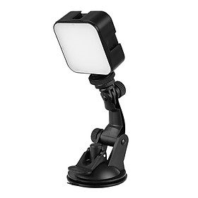 Mini Video Conference Lighting Kit with 5W Dimmable 6500K LED Light 3 Cold Shoe Mounts + Suction Cup Mount for Computer
