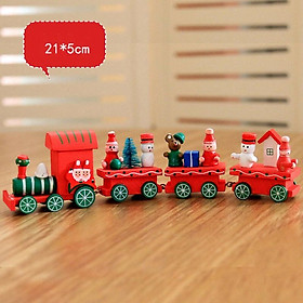 Bộ 4/5 mô hình tàu lửa bằng gỗ dùng cho trang trí dịp Giáng sinh dễ thương