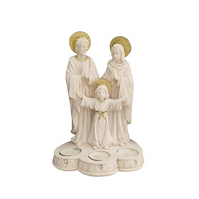 Holy Family Resin Statue Tea Lights Candles Cabinet Nativity Scene Figurines