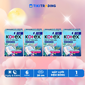 Combo 4 gói Băng Vệ Sinh Kotex Bảo Vệ Toàn Diện Ngày Nhiều và Đêm 28cm SMC - Gói 6 miếng