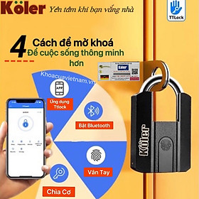 Mua Khóa Móc Vân Tay KOLER. Mở Bằng APP  Vân tay và Chìa cơ. Chống Nước Và Quản Lý Mở cửa.