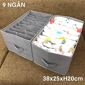 Mua Sét 2 hộp đựng quần áo chia 9 ngăn sắp xếp quần áo dễ tìm phong cách Nhật Bản 38x25xcao20cm
