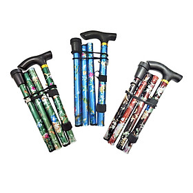 Foldable Cane Adjustable 5-Section Hand Walking Stick Camping Pole /