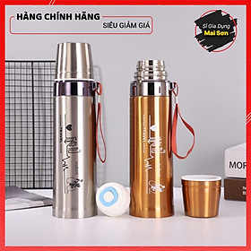 Mua Bình Giữ Nhiệt Inox Cao Cấp Bình Đựng Nước Nóng Lạnh 3 Lớp Inox Giữ Nhiệt Có Dây Đeo Tiện Lợi Dung Tích 800ML