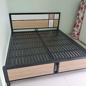 Mua Giường sắt kết hợp gỗ 1m6 x 2m