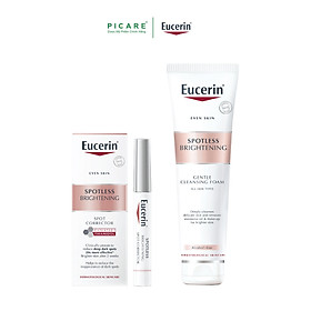 Combo Tinh chất giảm thâm nám Eucerin Ultra White+ Spotless  Spot Corrector 5ml Và Eucerin Sữa Rửa Mặt Làm Trắng GiảmThâm Nám Ultra White+ Spotless Cleansing Foam 150g