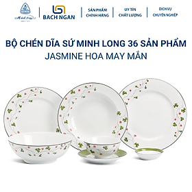Mua Bộ chén dĩa sứ Minh Long 36 sản phẩm JASMINE Hoa May Mắn dùng cho gia đình  sứ đẹp cao cấp dùng đãi khách  tặng quà tết  quà tân gia