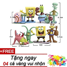 Bộ 08 đồ chơi mô hình phim chú bọt biển tinh nghịch tặng kèm 04 cá vàng vui nhộn