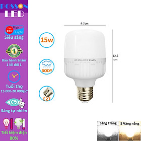 10 Bóng đèn Led trụ 15w bup trụ T70 tiết kiệm điện siêu sáng thân kín chống nước mưa Posson LC-15x