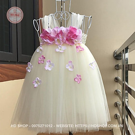 Đầm cho bé ️FREESHIP️ Đầm công chúa kem hoa tú cầu hồng phấn cho bé yêu