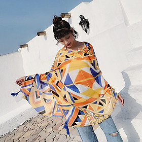 Khăn choàng boho họa tiết hình học size 180*95cm