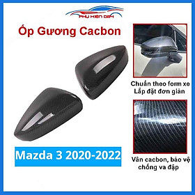 Ốp gương Mazda 3 2020-2021-2022 vân Cacbon bảo vệ chống trầy trang trí làm đẹp xe