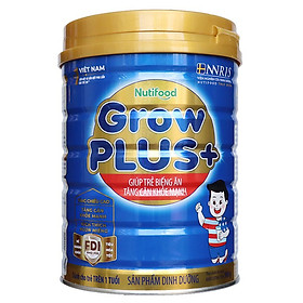 Sữa Bột NutiFood GrowPLUS+ Xanh Tăng Cân Khoẻ Mạnh Lon 900g Cho Trẻ Trên 1 Tuổi - Hàng Chính Hãng - Grow Plus TCKM