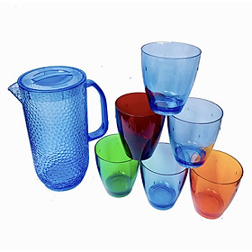 Bộ bình và 6 ly nhựa acrylic siêu bền, màu sắc sang trọng- Song Long