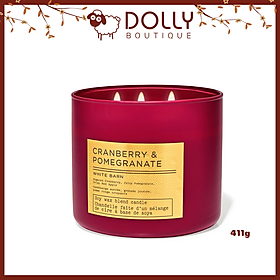 Nến Thơm 3 Bấc White Barn 3-Wick Candle 411g - Cranberry & Pomegranate