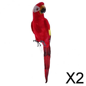2xColorful Bird Feather Realistic Home Garden Decor Ornament Parrot Bird Red