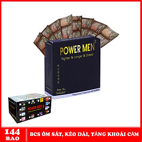 Bao cao su Powermen size nhỏ ôm sát (hộp 144 cái)- Bộ 144 BCS Powermen có Gai, ôm sát, Tăng khoái cảm, Kéo dài thời gian Chính Hãng 100%
