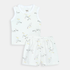 Bộ quần áo ba lỗ hoạ tiết thiên nga Boube - Chất liệu Petit mềm mại thoáng mát - Fullsize cho bé từ 0 đến 24 tháng