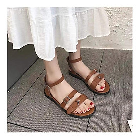 2 màu Giày dép sandal nữ thời trang khóa gai đế bệt mùa hè mát mẻ VNLSM016