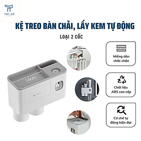 Hình ảnh Kệ Nhà Tắm Để Đồ Dùng Thông Minh, Kèm Cốc Hút Từ Tính Có Nhả Kem Đánh Răng Tự Động