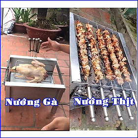 Mua Bếp nướng than hoa quay tự động bằng mô tơ - Nướng gà  thịt xiên  có tặng kèm xiên inox