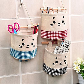 TÚI VẢI TREO TƯỜNG HÌNH MÈO ĐÁNG YÊU ĐỰNG ĐỒ , TRANG TRÍ NHÀ CỬA , CHỨA VẬT DỤNG GỌN GÀNG , NGĂN NẮP
